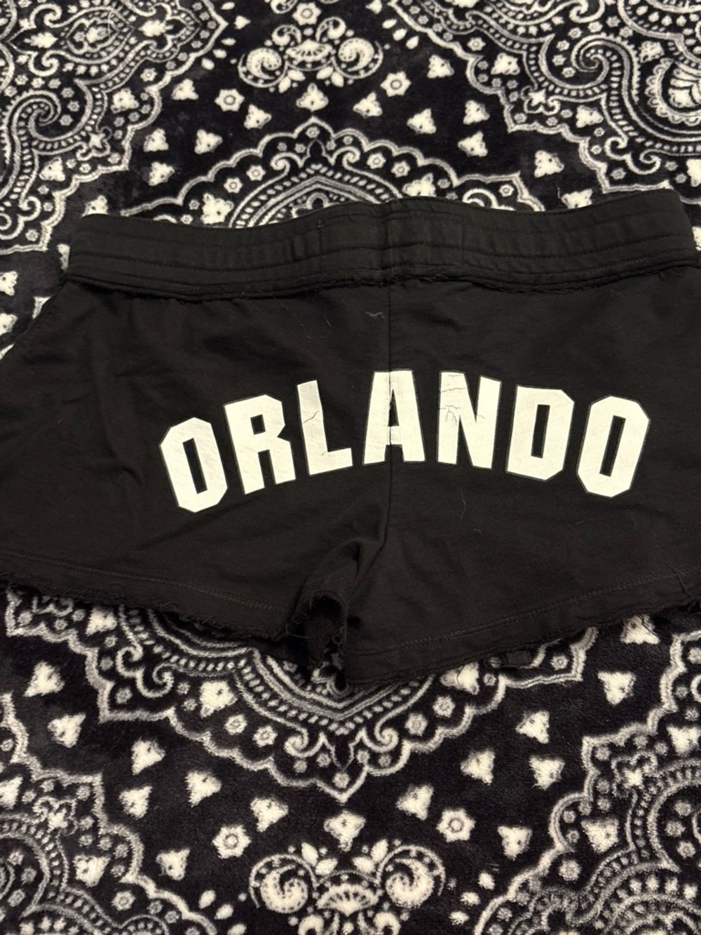 Black 'ORLANDO' Shorts with White Lettering